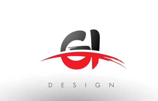 GI G I Lettres logo brosse avec rouge et noir Swoosh Brosse avant — Image vectorielle