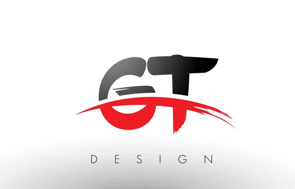 GT G T Brosse Logo Lettres avec rouge et noir Swoosh Brosse avant — Image vectorielle