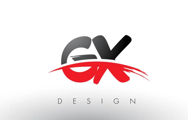 Gx g x Pinsel Logo Buchstaben mit roten und schwarzen Swoosh Pinsel Front — Stockvektor