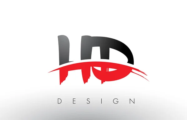 HD H D пензля логотип листи з червоного і чорного галочка пензля фронт — стоковий вектор