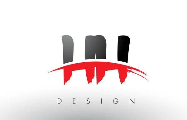Cartas con logotipo de cepillo HH H H con pincel Swoosh rojo y negro frontal — Archivo Imágenes Vectoriales