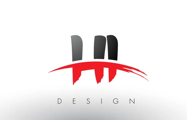 HI H I Pennello Logo Lettere con Rosso e Nero Swoosh Pennello anteriore — Vettoriale Stock
