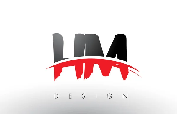 Hm H M 刷 Logo 字母红色与黑色旋风刷前面 — 图库矢量图片