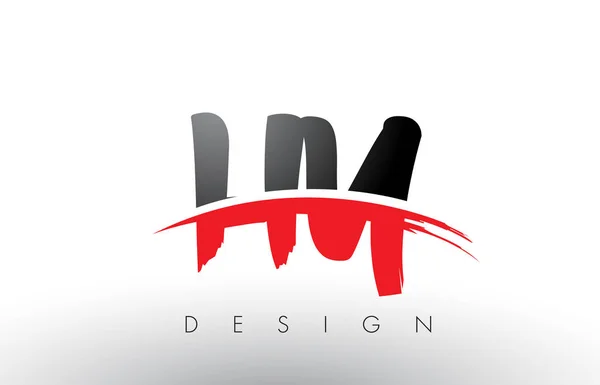 Hy h y Pinsel Logo Buchstaben mit roten und schwarzen Swoosh Pinsel Front — Stockvektor