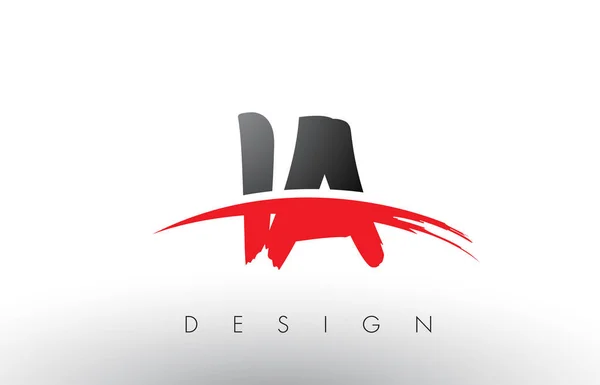 Ia i a Pinsel Logo Buchstaben mit roten und schwarzen Swoosh Pinsel Front — Stockvektor