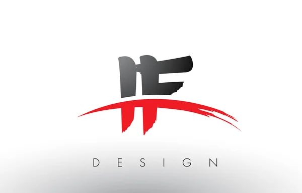 Açık kırmızı ve siyah harflerle Swoosh Logo ben F fırça fırça — Stok Vektör