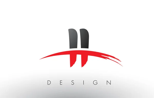 II I Escova Logo Letters com vermelho e preto Swoosh Escova Frente — Vetor de Stock