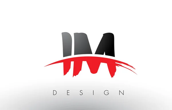 IM I M Brush Logo Letters with Red and Black Swoosh Brush Front — Stock Vector