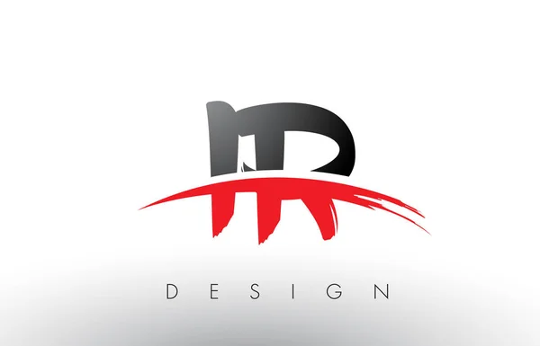 Ir i r Pinsel Logo Buchstaben mit roten und schwarzen Swoosh Pinsel Front — Stockvektor