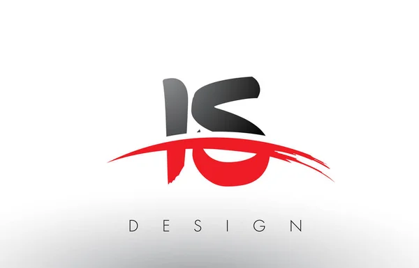 Is ik S borstel Logo Letters met Red en Black Swoosh borstel Front — Stockvector