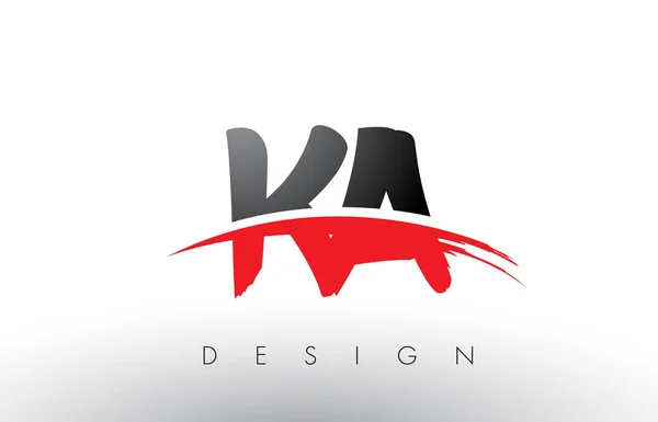 Ka K βούρτσα λογότυπο γράμματα με κόκκινο και μαύρο Swoosh βούρτσα μπροστά — Διανυσματικό Αρχείο