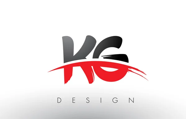KG K G Brosse Logo Lettres avec rouge et noir Swoosh Brosse avant — Image vectorielle
