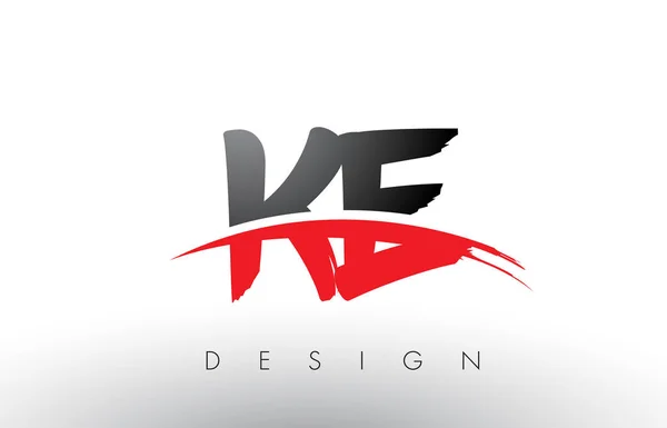 KE K E Lettres Logo Brosse avec Pinceau Swoosh Rouge et Noir — Image vectorielle