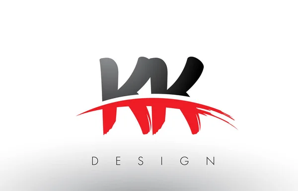 KK K K Cepillo Logo Cartas con rojo y negro Swoosh cepillo frontal — Archivo Imágenes Vectoriales