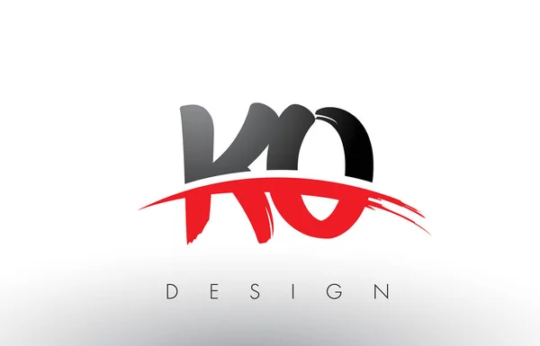 KO K O Brush Logo Letters com vermelho e preto Swoosh Brush Frente — Vetor de Stock