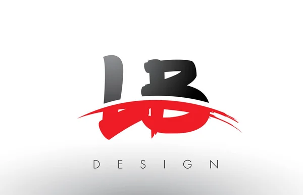 Lb l b Pinsel Logo Buchstaben mit roten und schwarzen Swoosh Pinsel Front — Stockvektor