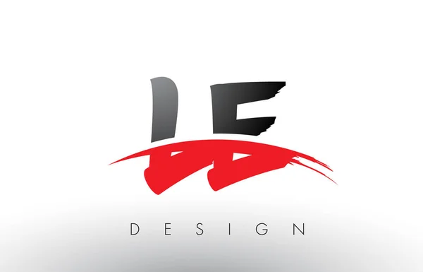 LE L E Cartas do logotipo da escova com vermelho e preto Swoosh escova frontal — Vetor de Stock