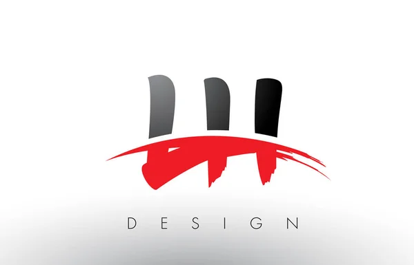 LH L H escova logotipo letras com vermelho e preto Swoosh escova frontal — Vetor de Stock