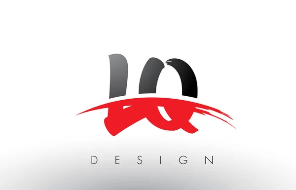 Lq l q Pinsel Logo Buchstaben mit roter und schwarzer Swoosh Pinsel Front — Stockvektor