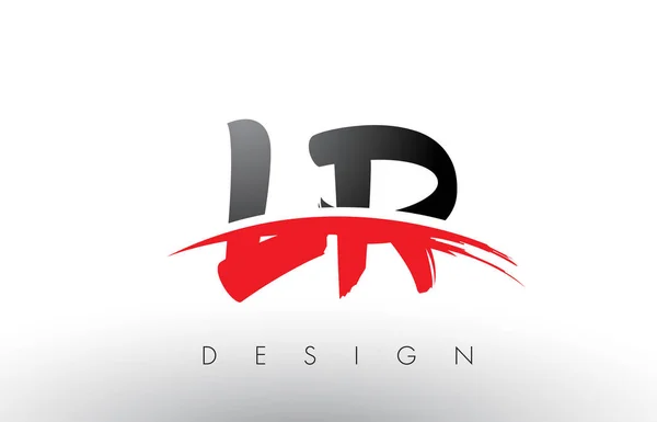 LR L R borstel Logo Letters met rood en zwart Swoosh borstel Front — Stockvector