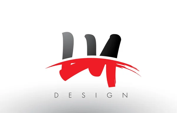 Ly L Y ecset Logo-betűknek, piros és fekete Swoosh első ecset — Stock Vector