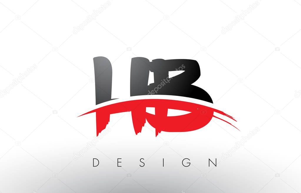 HB H B Brush Logo Letters Design with Red and Black Colors and Brush Letter Concept.