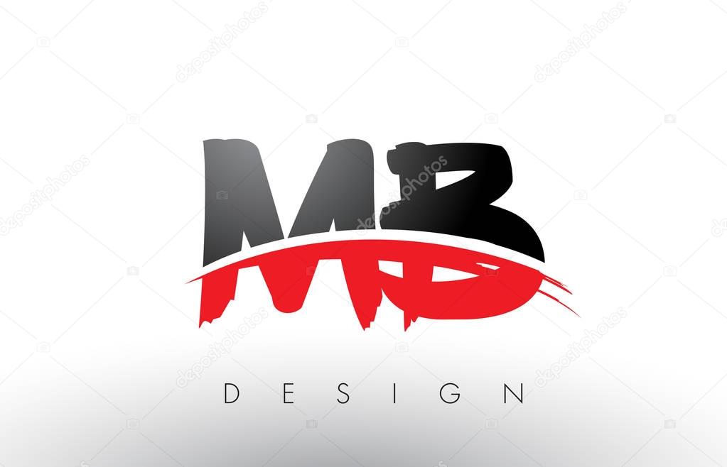 MB M B Brush Logo Letters with Red and Black Swoosh Brush Front
