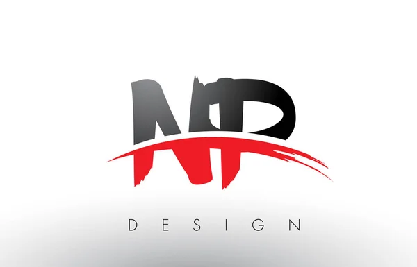 NP N P Lettres logo brosse avec rouge et noir Swoosh Brosse avant — Image vectorielle