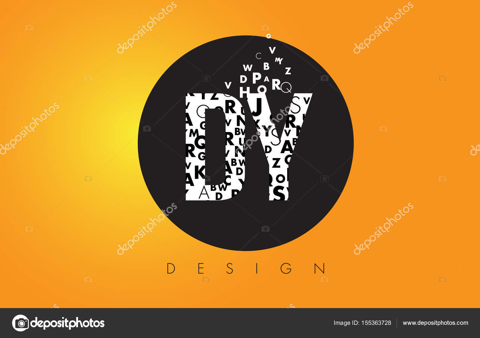 Dy D Y Logo Made Of Small Letters With Black Circle And Yellow B Vector Image By C Twindesigner Vector Stock