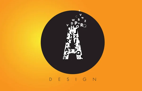 Logotipo de letras pequeñas con círculo negro y respaldo amarillo — Archivo Imágenes Vectoriales