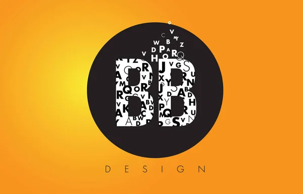 BB B B Logo Feito de Cartas Pequenas com Círculo Preto e Amarelo B — Vetor de Stock