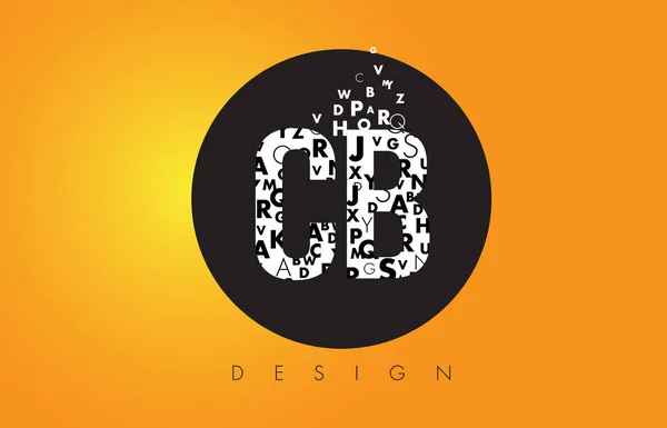 CB C B Logo vyrobené z malých písmen s černého kruhu a žlutá B — Stockový vektor