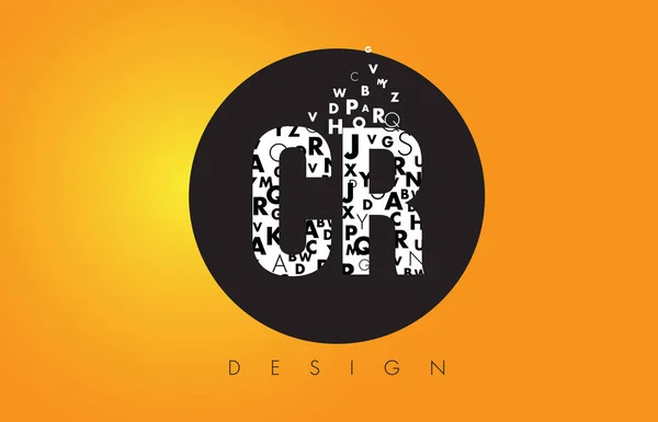 Logo CR C R hecho de letras pequeñas con círculo negro y amarillo B — Vector de stock