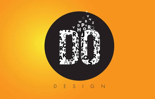 DO D O Logo composto da lettere minuscole con cerchio nero e giallo B — Vettoriale Stock