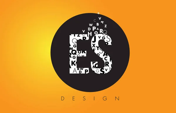 ES E S logotyp gjort av små bokstäver med svart cirkel och gula B — Stock vektor