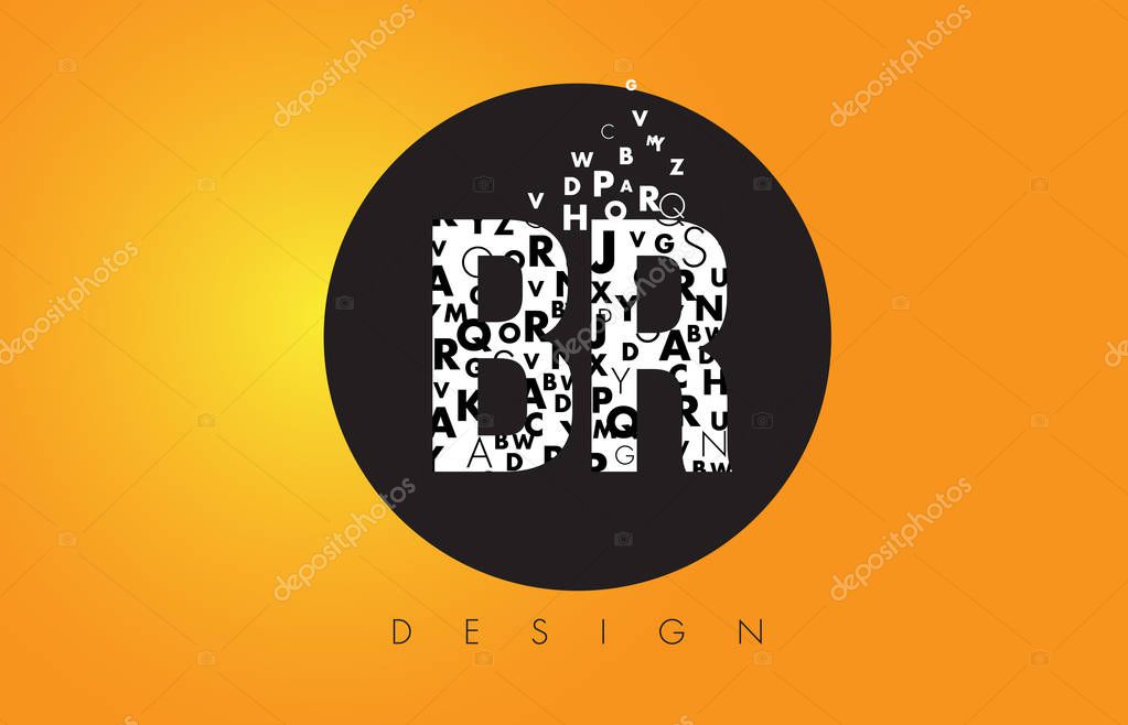 Br B R Logo Design Made Of Small Letters With Black Circle And Yellow Background Premium Vector In Adobe Illustrator Ai Ai Format Encapsulated Postscript Eps Eps Format