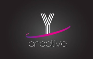 Y harfi Logo Tasarım hatları ve mor Swoosh.
