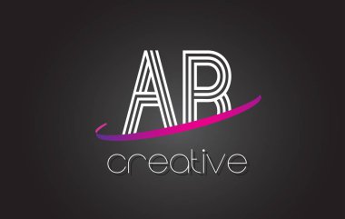 AB bir B harfi Logo Tasarım hatları ve mor Swoosh.