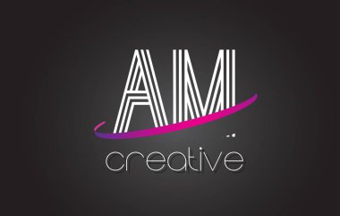 M harfi logosu ile çizgiler çizmek am ve mor Swoosh.