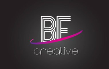 BF B F harf Logo Tasarım hatları ve mor Swoosh.