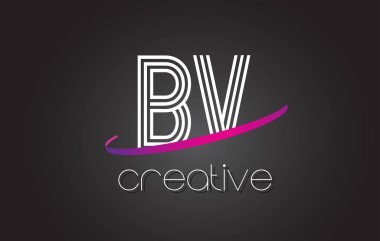 BV B V harfi Logo Tasarım hatları ve mor Swoosh.