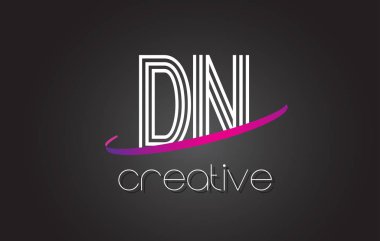 DN D N harfi Logo Tasarım hatları ve mor Swoosh.