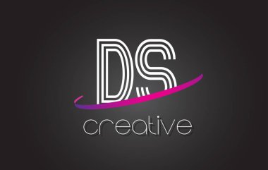 DS D S harfi Logo Tasarım hatları ve mor Swoosh.