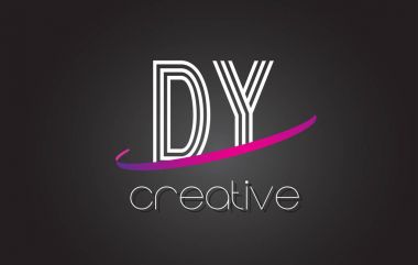 Dy D Y harfi Logo Tasarım hatları ve mor Swoosh.