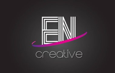 Tr E N harfi Logo Tasarım hatları ve mor Swoosh.