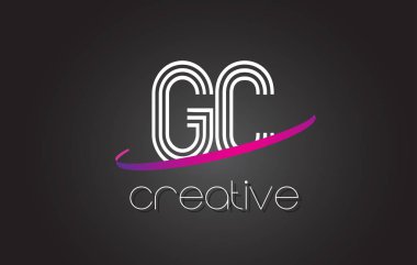 GC G C harfi Logo Tasarım hatları ve mor Swoosh.