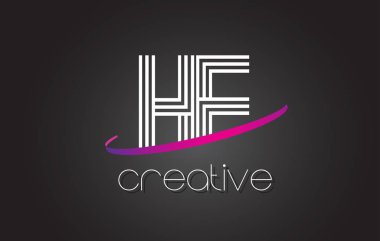 O H E mektup Logo Tasarım hatları ve mor Swoosh.
