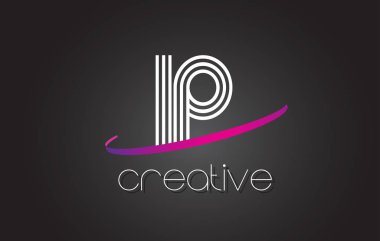 Ben P Logo ile mektubu IP tasarım hatları ve mor Swoosh.