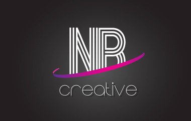 NB N B harfi Logo Tasarım hatları ve mor Swoosh.