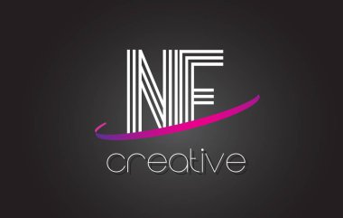 NF N F harf Logo Tasarım hatları ve mor Swoosh.